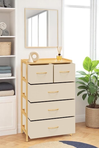 Digithome Bambu 5 Çekmeceli Dolap Organizer Çok Amaçlı Düzenleyici Şifonyer Db-0013