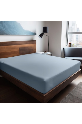 Soley Mix & Match Plain %100 Pamuklu Ranforce 100 X 200 Tek Kişilik Çarşaf Mavi