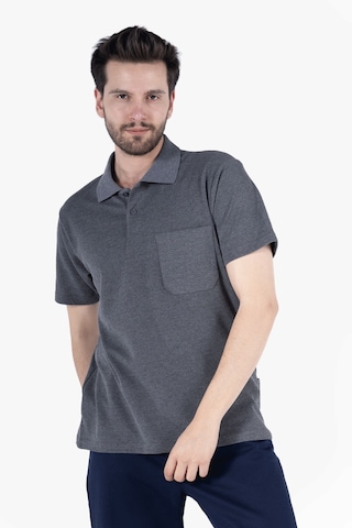 Polo Yaka T-shirt %100 Pamuk Cepli Antrasit Melanj