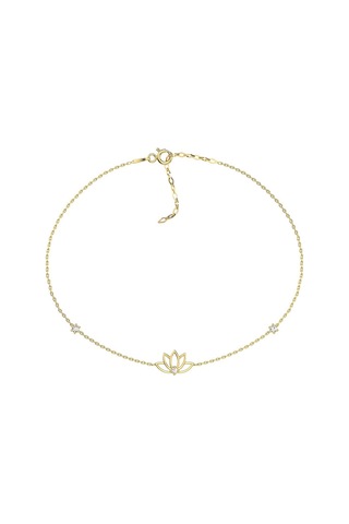 Minik Lotus Çiçeği 14 Ayar Altın Bileklik Sarı