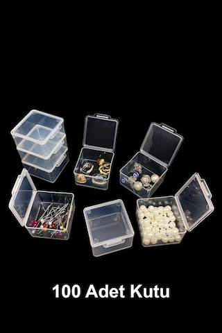 Plastik Şeffaf Küçük Kutu 4.5 x 4.5 x 2.5 CM 100 Adet Şeffaf