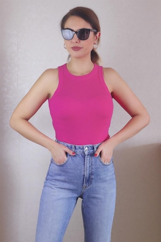 Ritnice Kadın Premium Doku Fuşya Fitilli Pamuklu Atlet