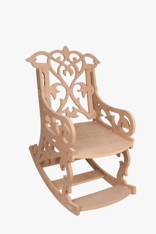 Ahşap Oymalı Sallanan Sandalye Büyük Ahşap