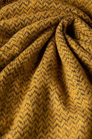 Erkek Hardal Kapüşonlu Kanguru Cepli Nakışlı Örme Sweatshirt HARDAL