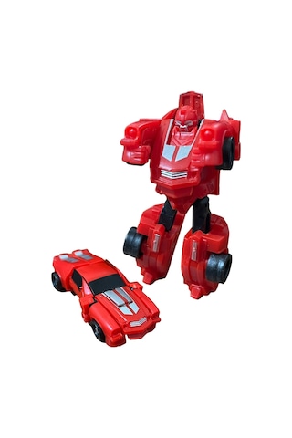 Super Warrior Mini Plastik Gövdeli Dönüşebilen Robot Araba 7.5 Cm Kırmızı
