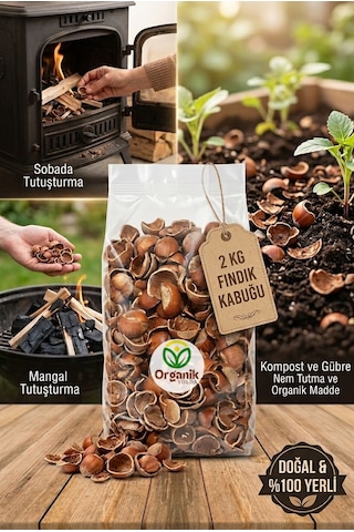 2 Kg Doğal Fındık Kabuğu Mangal Ve Soba Tutuşturucu, Organik Kompost Ve Bahçe Malçlama İçin Yerli Fındık Kabuğu