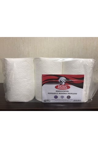 Beyaz Panda Endüstriyel Fotoselli Makina Havlusu 6'lı