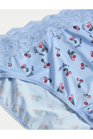 Marks & Spencer Yüksek Bel Dantel Detaylı Külot T61006905H Mavi