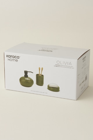 Karaca Home Olivia 3'lü Banyo Aksesuar Seti Yeşil Yeşil