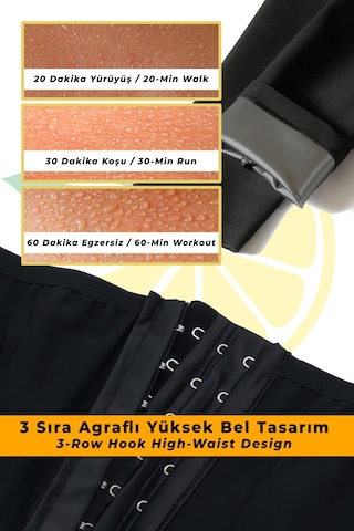 Elilom Sauna Agraflı Tayt - Terleme Artırıcı, Göbek Toparlayıcı, Bel Ve Bacak İnceltici, Termal Spor Mulu Siyah
