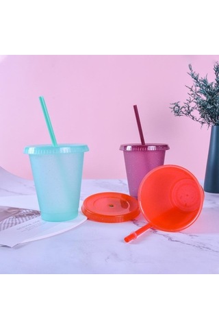 500 Su Şişesi Büyük Kapasiteli Saman Içme Bardağı Geniş Ağızlı Kapak Plastik Glitter Toz Glitter Su Şişesi Öğrenciler Için Rdp8xp Diğer