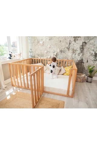 Montessori Ekstra Korumalı Bebek Yatağı Çam 190x90