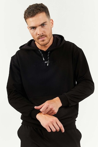 Tommy Life Siyah Kapüşonlu Kanguru Cep Lastik Paça Erkek Oversize Eşofman Takımı - 85117 Siyah