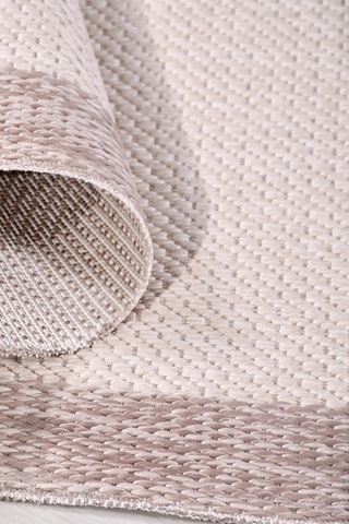 Vatra Krem Vizon Sisal Görünümlü Modern Polyester Halı, Robot Süpürge Uyumlu, Kolay Temizlenebilir Mutfak Koridor Halısı Krem/vizon