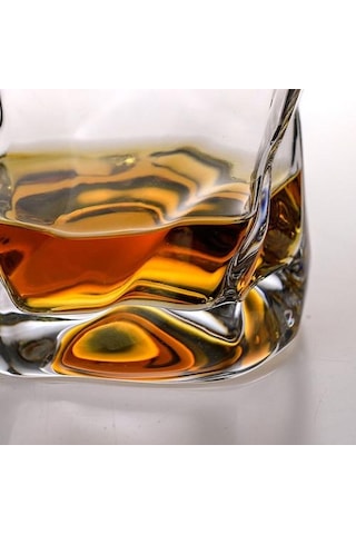 2 Adet Kırpma Kağıt Düzensiz Şekil Kristal Faceted Der Whiskybecher Viski Viski Kaya Cam Yapıt Şarap Kupası Eski Moda Cam Açık Gri