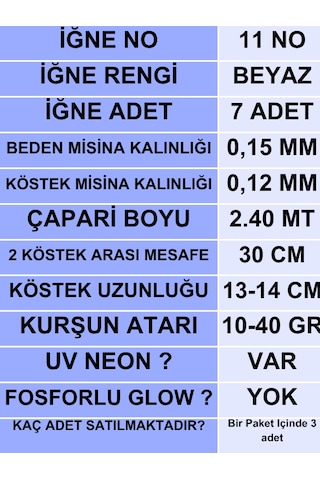 Ea genset İstavrit Çaparisi 15x12 11 No 7 Beyaz İğneli 3lü Paket
