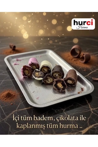 Hurci Frambuazlı, Çikolata Kaplı Bademli Hurma 1000 Gr