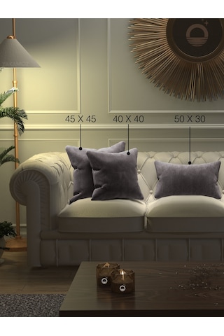 Br Yakamoz Gümüş Grisi Kırlent , Yastık Kılıfı Kadife Görünümlü Velvet Touch Serisi Gümüş Grisi