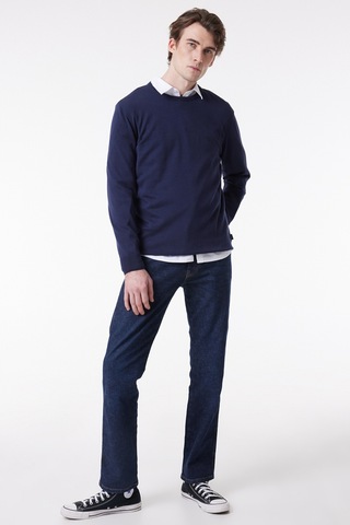 Wrangler Regular Fit Normal Kesim Bisiklet Yaka Lacivert Erkek Triko Kazak W8A02P114 Lacivert