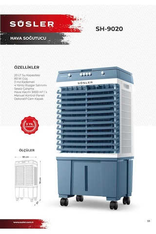 Süsler Sh-9020 Su Hazneli Hava Soğutucu