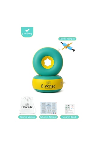 Elvense Çocuk Yüzme Kolluğu Seti 10-30 Kg Pompalı + Taşıma Çantalı Sarı - Mavi