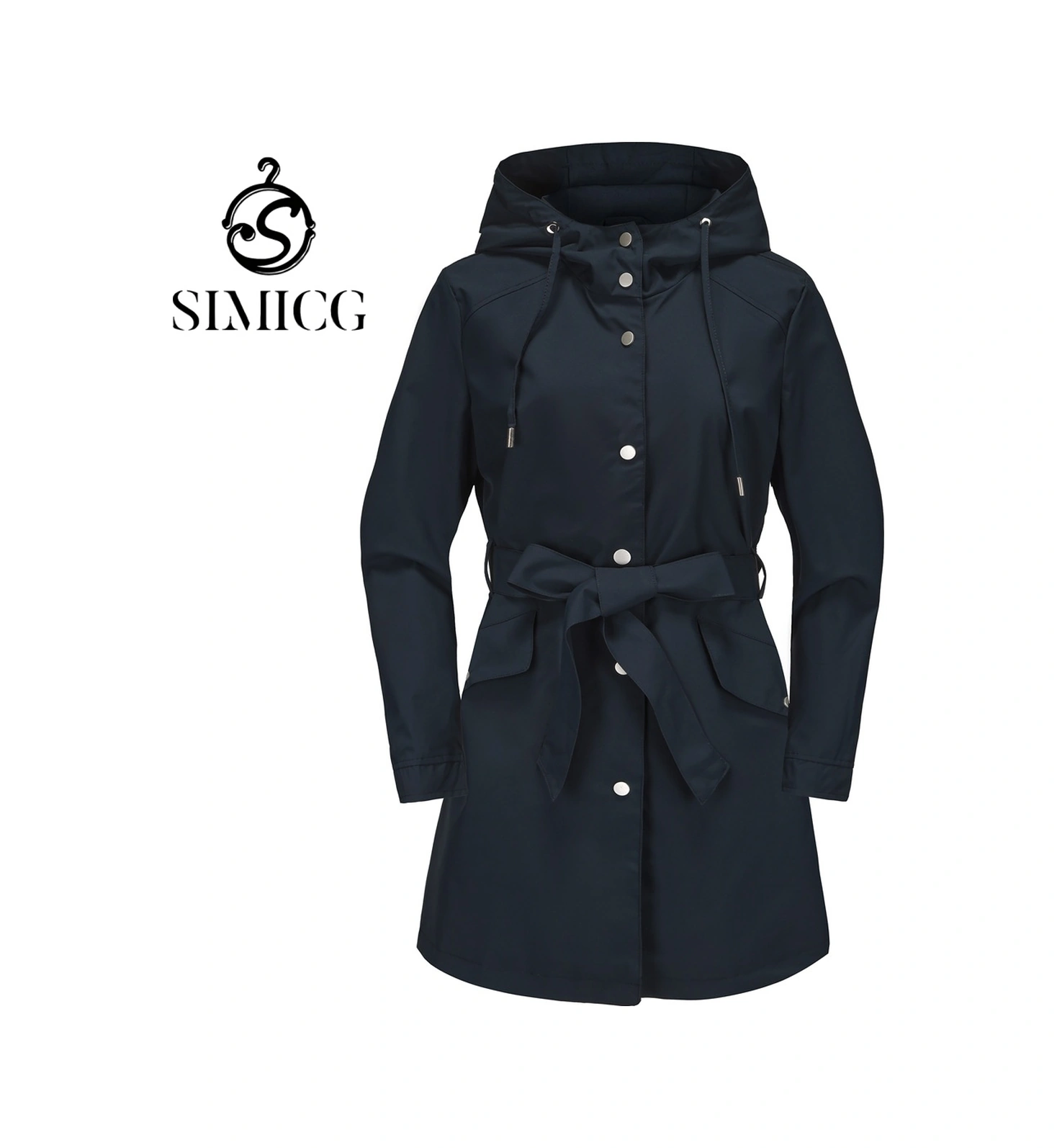 İlkbahar Ve Sonbahar Kapüşonlu Rahat Bol Rüzgarlık Ceket Mavi