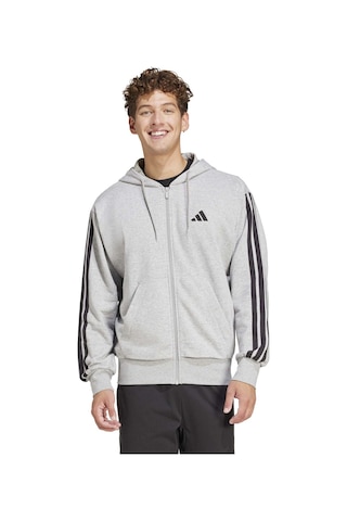 Adidas M 3s Ft Fz Hd Gri Erkek Fermuarlı Sweatshirt Gri