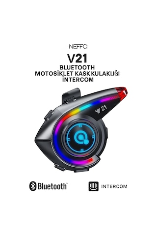 Y21 Bluetooth Motosiklet Kask Kulaklığı Renkli Led Işıklı, İnterkom Destekli, Yüksek Ses Kalites