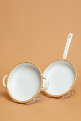 Crema Di Siena 2 Li Kulplu Ve Saplı Krem Sahan Seti Krem