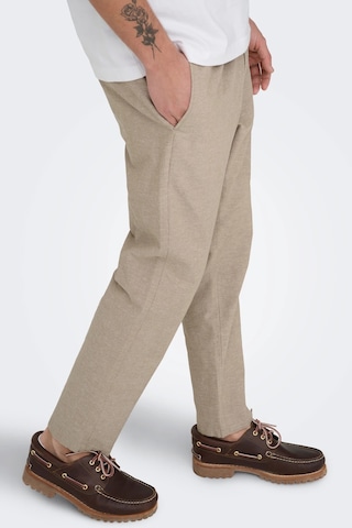 Only & Sons Onslinus Keten Ve Pamuk Karışımlı Tapered Fit Daralan Paça Pantolon Erkek Pantolon 22024966 Bej-bej