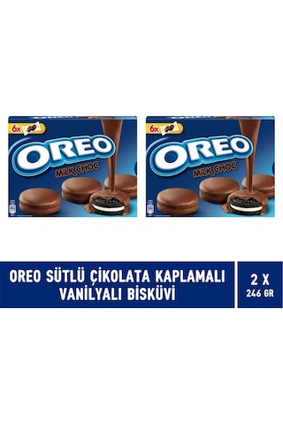 Oreo Sütlü Çikolata Kaplamalı Vanilyalı Bisküvi 2 x 246 G