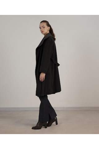 Yargıcı Biye Detaylı Palto Antrasit Melanj