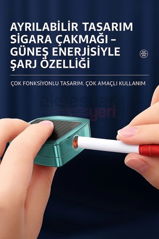 Araç İçi Küllük Lüks Güneş Enerjili Çakmaklı Seramik Deri Detaylı Premium Model