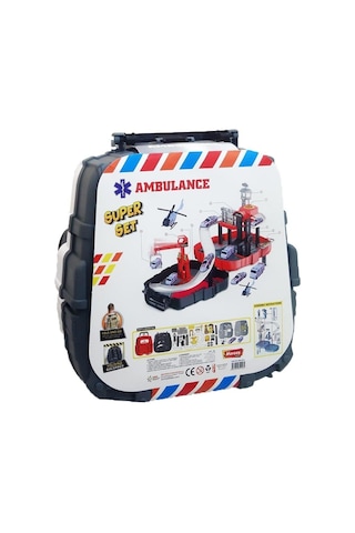 Heroes Toys Çantalı Ambulans Seti Arabalı Ern-2016 Beyaz,sırt Çantalı Taşınabilir Oyuncak Ambulans Garaj Seti