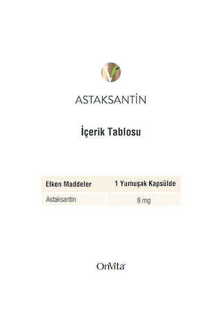 Onvita Astaksantin 8 Mg 30 Kapsül