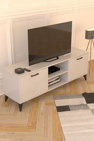 Mosse Tv Sehpası Tv Ünitesi Televizyon Sehpası Beyaz 140 Cm Beyaz