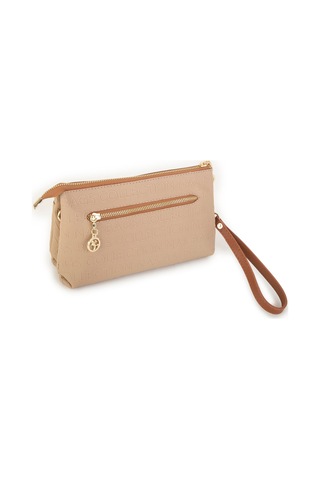 Nas Bag Kadın Çapraz Ve Clutch Çanta Bilek Ve Çapraz Askılı Kum Taba Gofraj 24x15 Cm Kum Taba Gofraj Kum