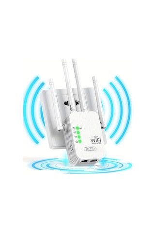 Xuweiwei Beyaz Wifi Genisletici 1200mbps 4 Antenli 360 Tam Kapsama Alani 35 Cihaz Icin Eu Fis Ethernet Portu Ev Ofis Kafe Icin Sinyal Guclendirme