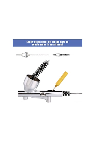 Singree Hava Fırçası Temizleme Seti - Cam Kavanozlu Tutucu, Nikel Boru, Çelik İğne Ve Nylon Fırça 4'lü Aksesuar Paketi