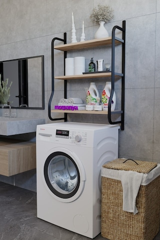 Morpanya Bony Çamaşır Makinesi Üstü Düzenleyici Raf Banyo Dolabı Rafı Makina Üstü Dolap Raf Ceviz