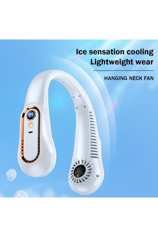5 Hızlı Ayarlanabilir Boyun Vantilatörü, Usb İle Şarj Edilebilir Beyaz