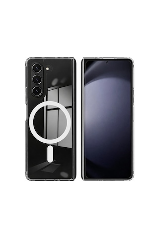 Samsung Galaxy Z Fold 7 Uyumlu Kamera Korumalı Magsafe Wireless Şarj Özellikli Lüks Şeffaf Silikon Telefon Kılıfı