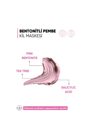 Mia Klinika Siyah Nokta Karşıtı ve Gözenek Sıkılaştırıcı Bentonitli Pembe Kil Maskesi 15 ML