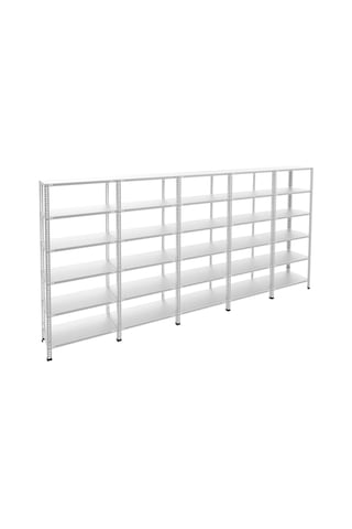 Raf Burada 6 Katlı 5'li Galvaniz Çelik Raf - Depo, Arşiv, Kiler, Dosya, Market Rafı-59x93 cm-150 cm-1.00 mm