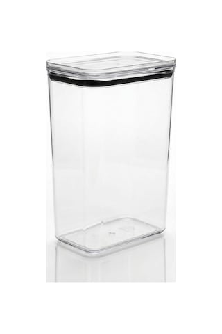 Fresh Hava Geçirmez Dikdörtgen Plastik Erzak Kabı 3100 Ml - Vakumlu Tek Tuş Kapaklı Şeffaf Plastik Bakliyat, Un Ve Şeker Saklama Kabı, Bpa İçermez 10,5x16x24,5cm