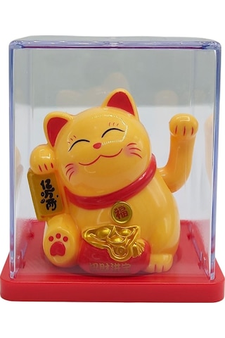 Maneki Neko El Sallayan Mini Şans Kedisi Krem Solar Güneş Enerjili 5x5cm Y8krm08
