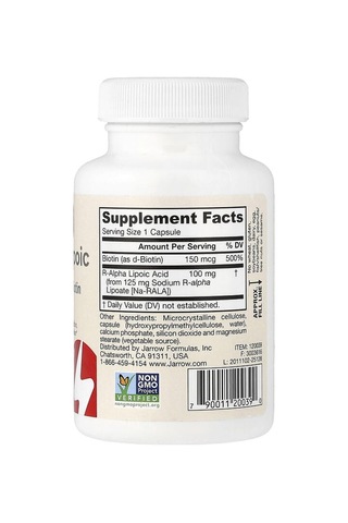 Takviye Jarrow Formulas, R-alpha Lipoic Acid With Biotin, 60 Veg Capsules