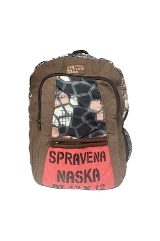 Old Cotton Cargo Kaliteli Renkli Vintage Salaş Disayn Günlük Sırt Gezi Okul Seyahat Çantası 28 Cm X 37 Cm Kahverengi