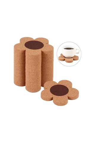 Ulzyvf Tarzı Seti Mantar Mantar Kalın Kahverengi Çiçek Bardak Bardak Altlıkları Altlığı Adet 12 Sv Kahverengi
