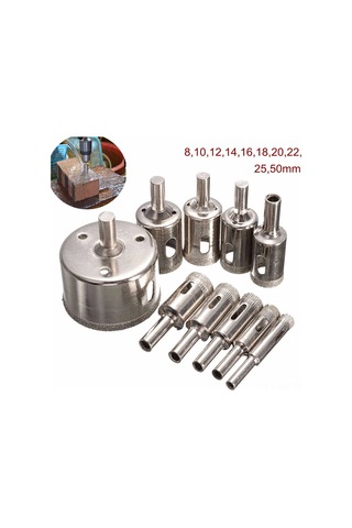 Kangvka 10 Parça Elmas Matkap Ucu Seti - 8-50mm Çaplı Cam, Seramik, Mermer Ve Tuğla Delici Aletler